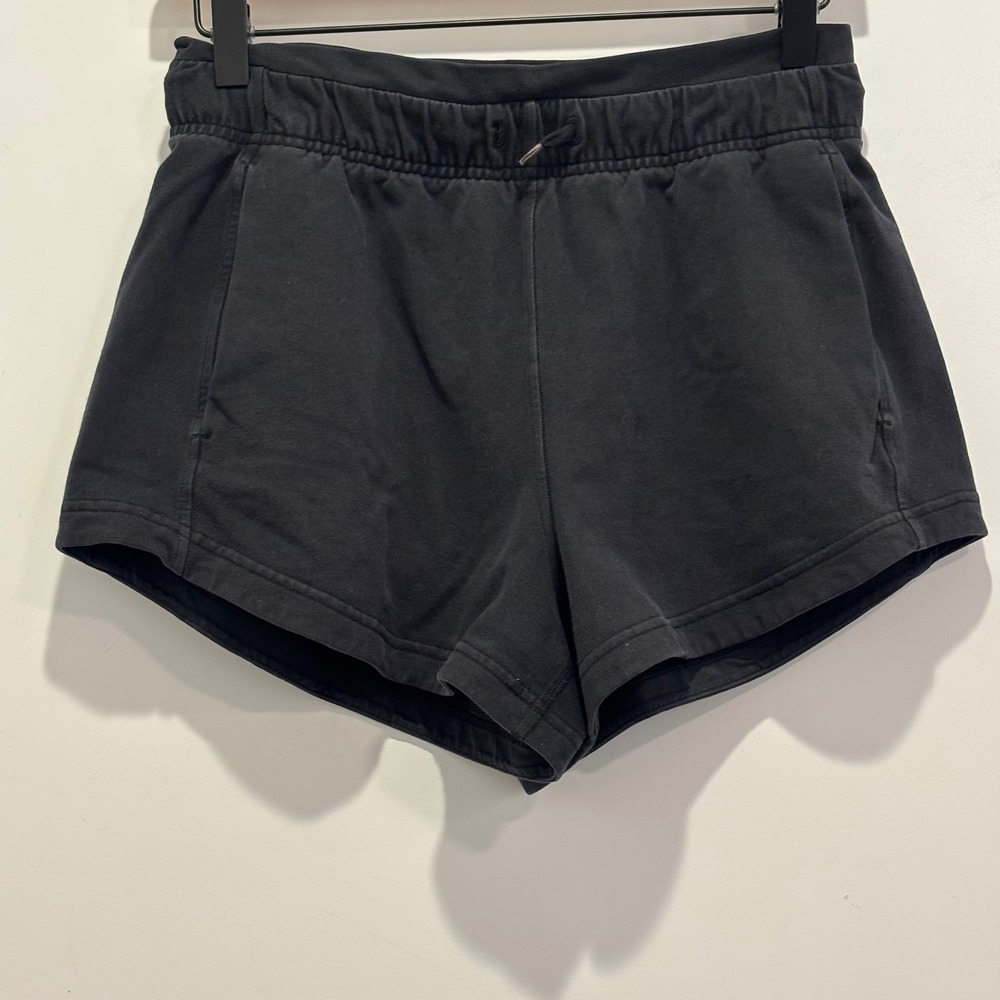 Lululemon Inner Glow High-Rise Short 3" Black Cotton Fleece‎ Lounge Shorts 6/15